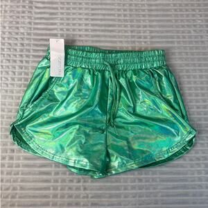 NWT Perfashion Womens Metallic Shorts Sparkly Hot Outfit Shiny Short Pants Rave